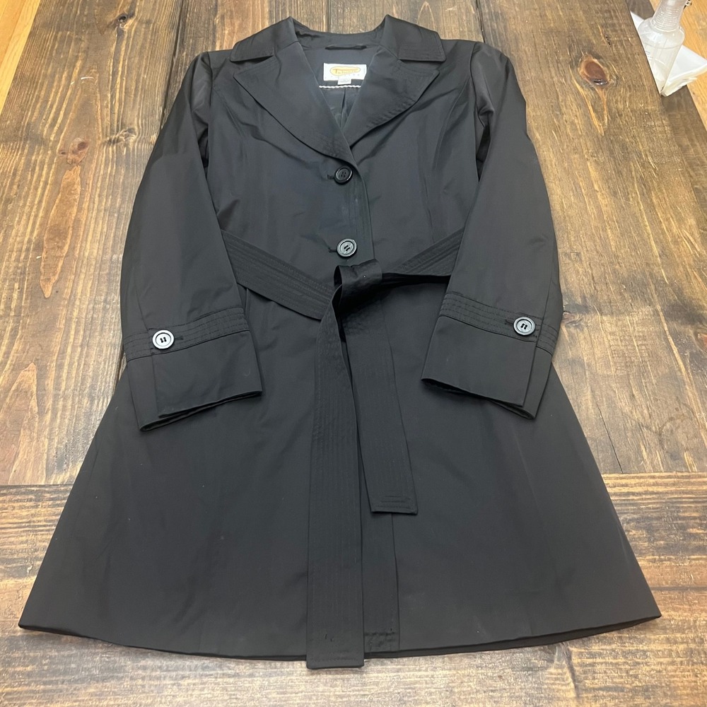 Talbots Petites Black Trench Coat Belted‎ Classic Women's P/ XS, professional